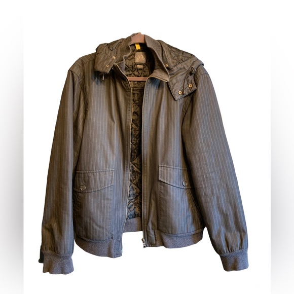 Armani Exchange Men’s Navy Pinstriped Bomber Jacket Size Medium - Picture 3 of 7